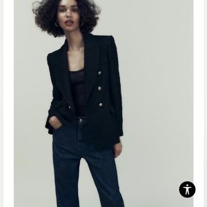 DOUBLE BREASTED TEXTURED WEAVE JACKET